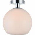 Living District Baxter 1 Light Flush Mount Ceiling Light with Frosted White Glass, Chrome LD2211C